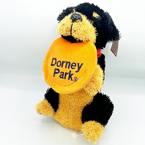 Peek A Boo Other - Dorney Park Rottweiler Dog with Frisbee 11.5" H